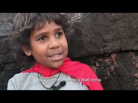 A young superhero in a red cape, from Imanpa Superheroes