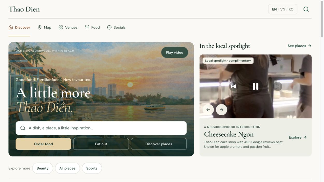 Thao Dien home-page screenshot